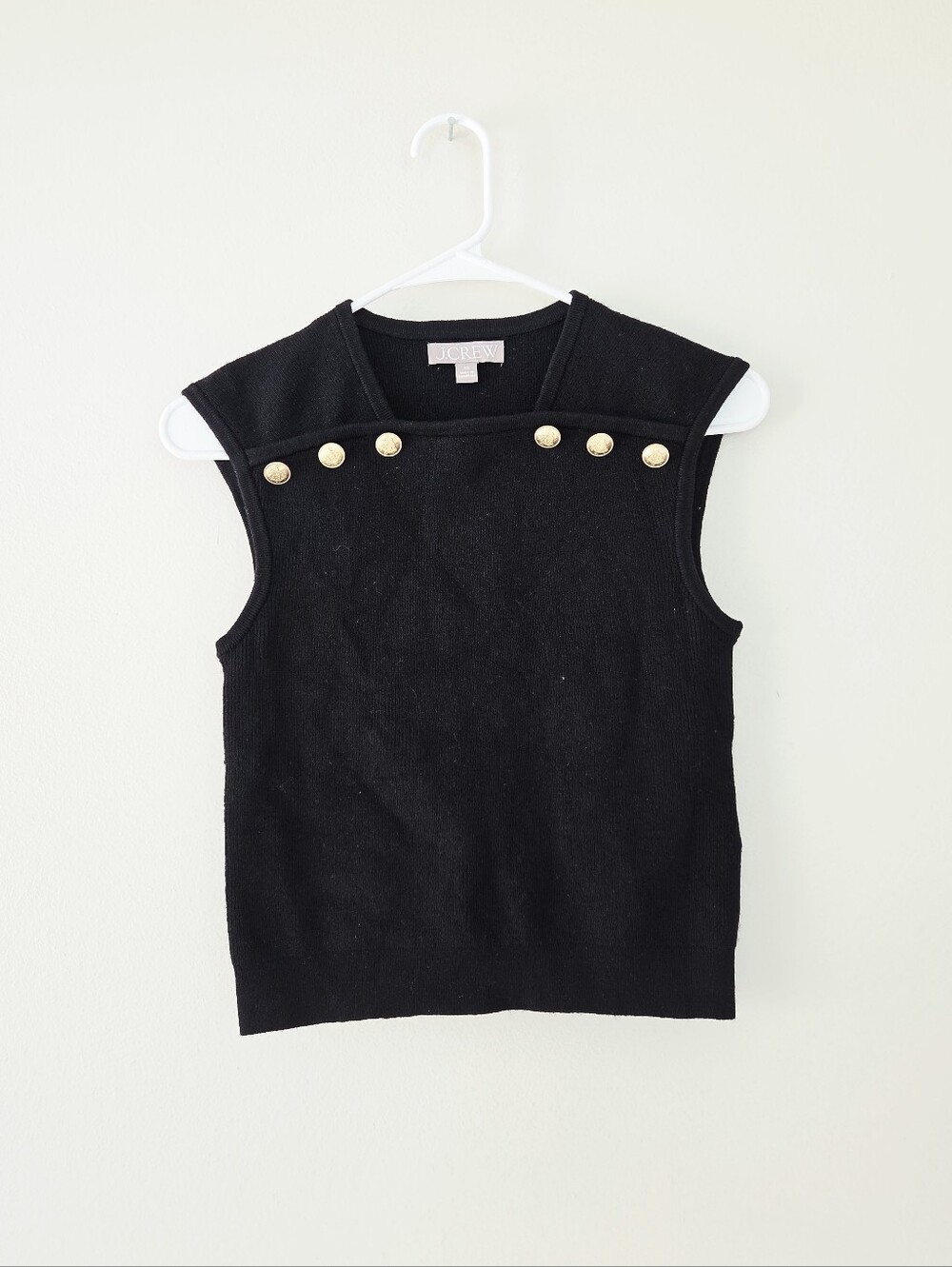 J. Crew Sweater shell with buttons in merino-linen blend Black Size XS